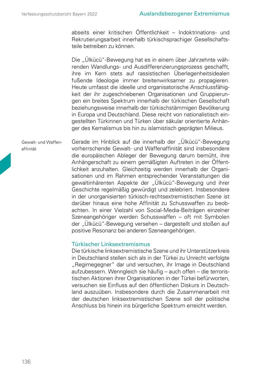 Seite 136 des Verfassungsschutzbericht 2022 Bayern