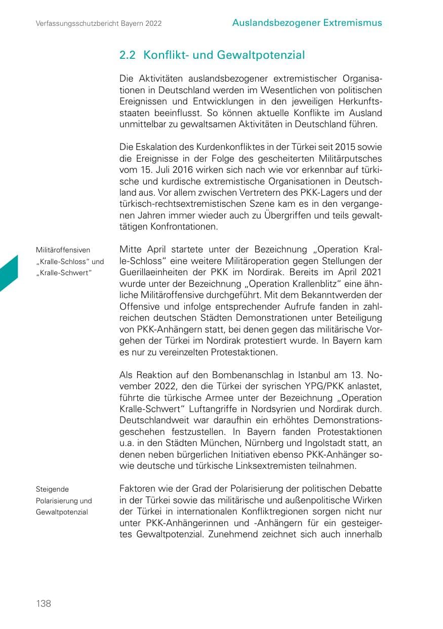 Seite 138 des Verfassungsschutzbericht 2022 Bayern