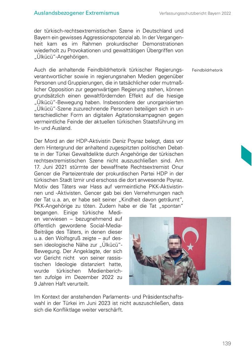 Seite 139 des Verfassungsschutzbericht 2022 Bayern
