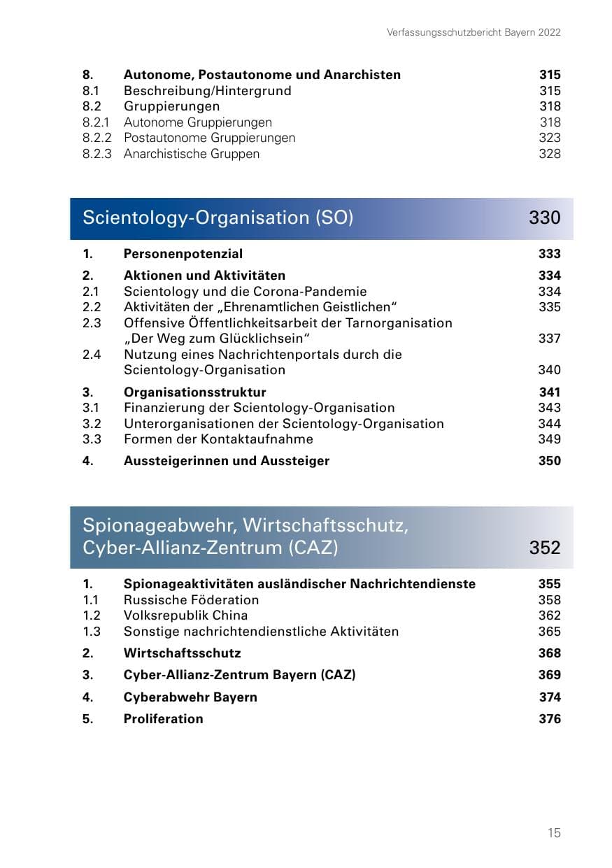 Seite 15 des Verfassungsschutzbericht 2022 Bayern