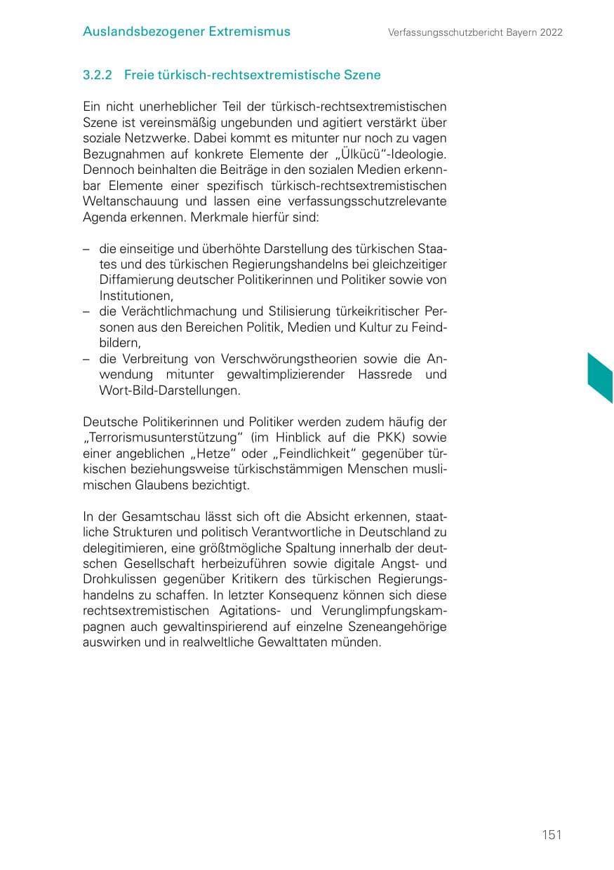 Seite 151 des Verfassungsschutzbericht 2022 Bayern