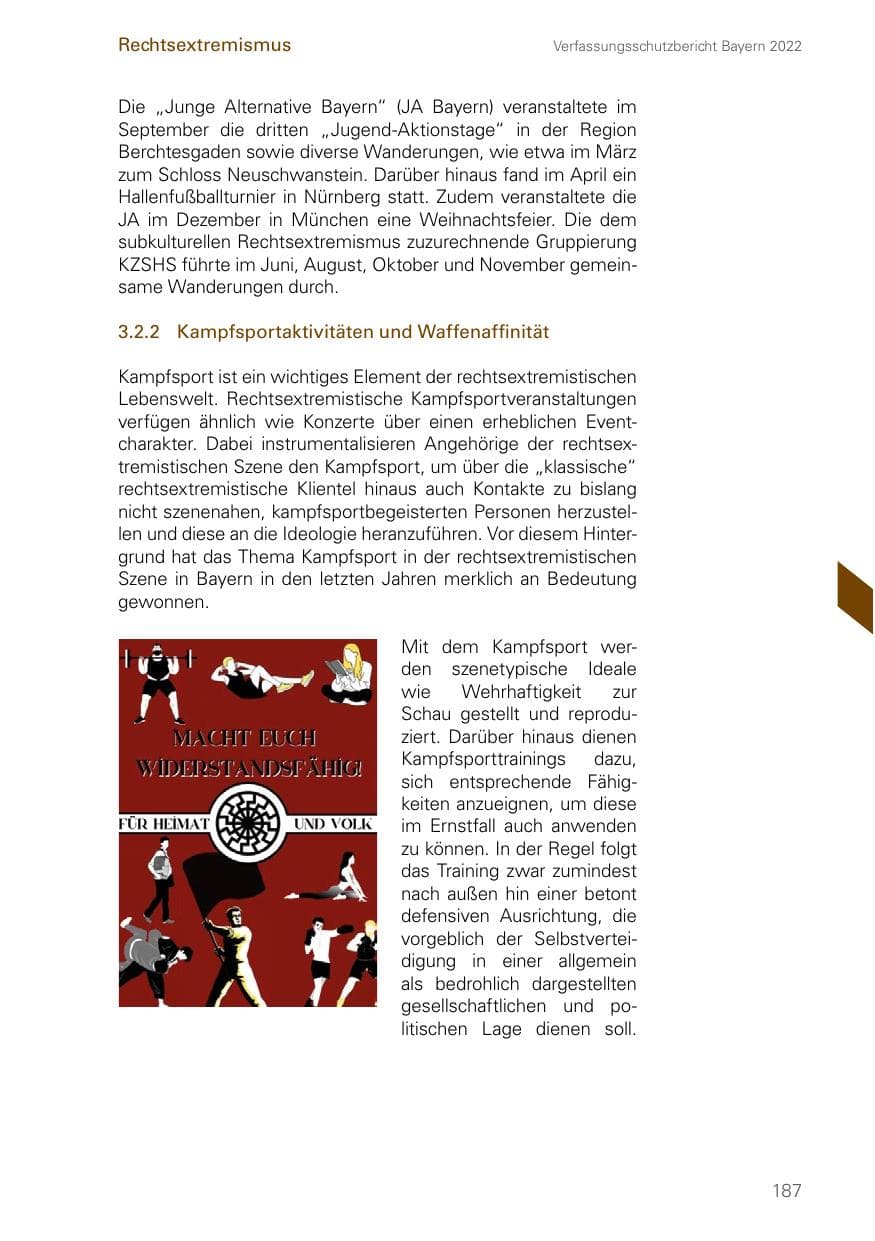 Seite 187 des Verfassungsschutzbericht 2022 Bayern