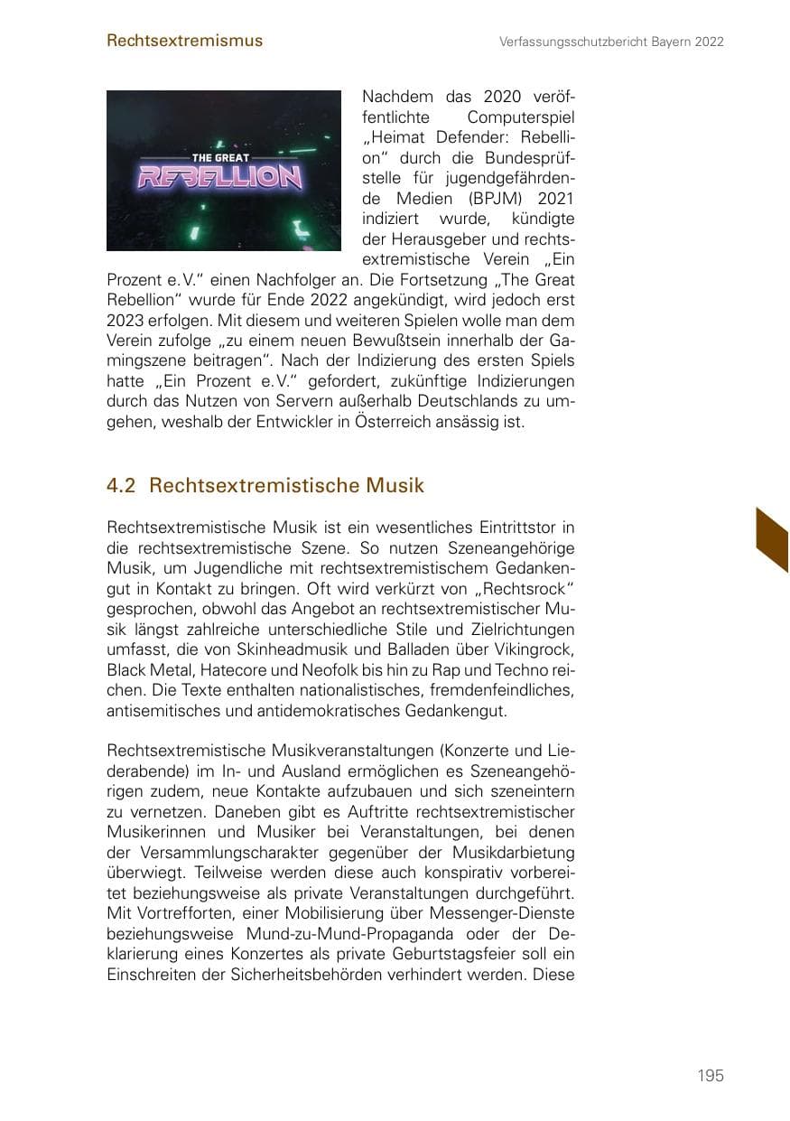 Seite 195 des Verfassungsschutzbericht 2022 Bayern