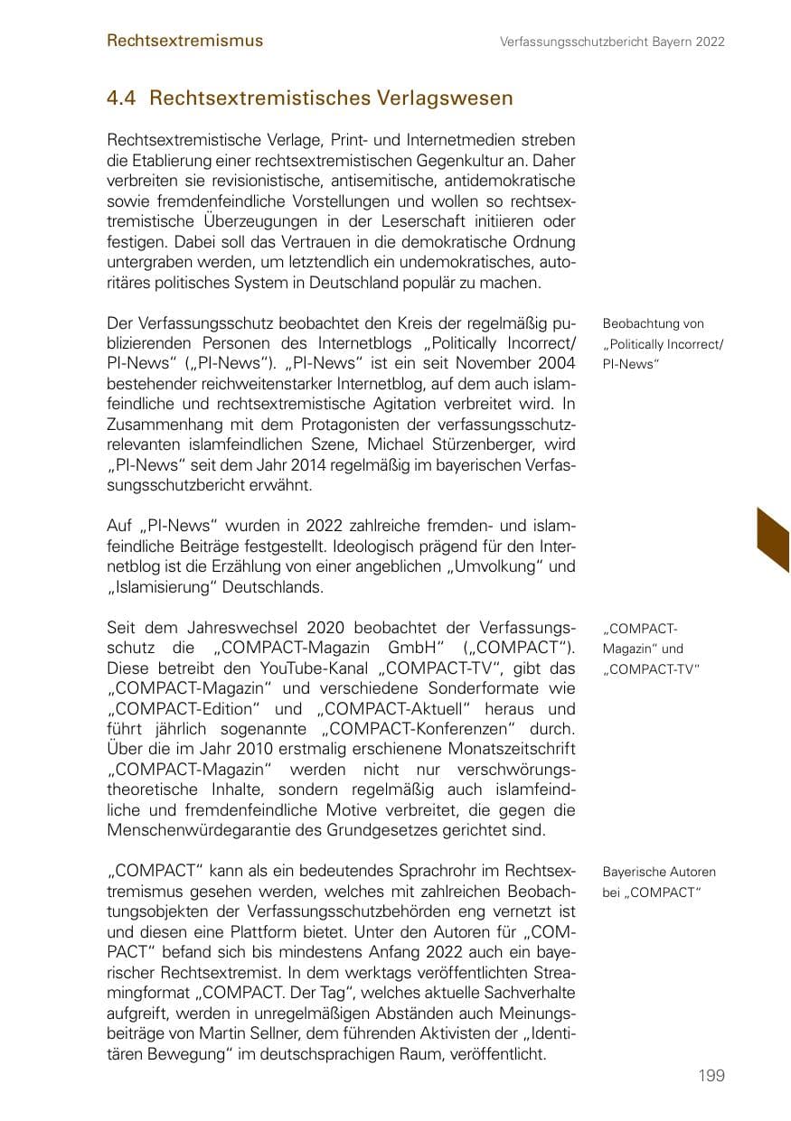 Seite 199 des Verfassungsschutzbericht 2022 Bayern