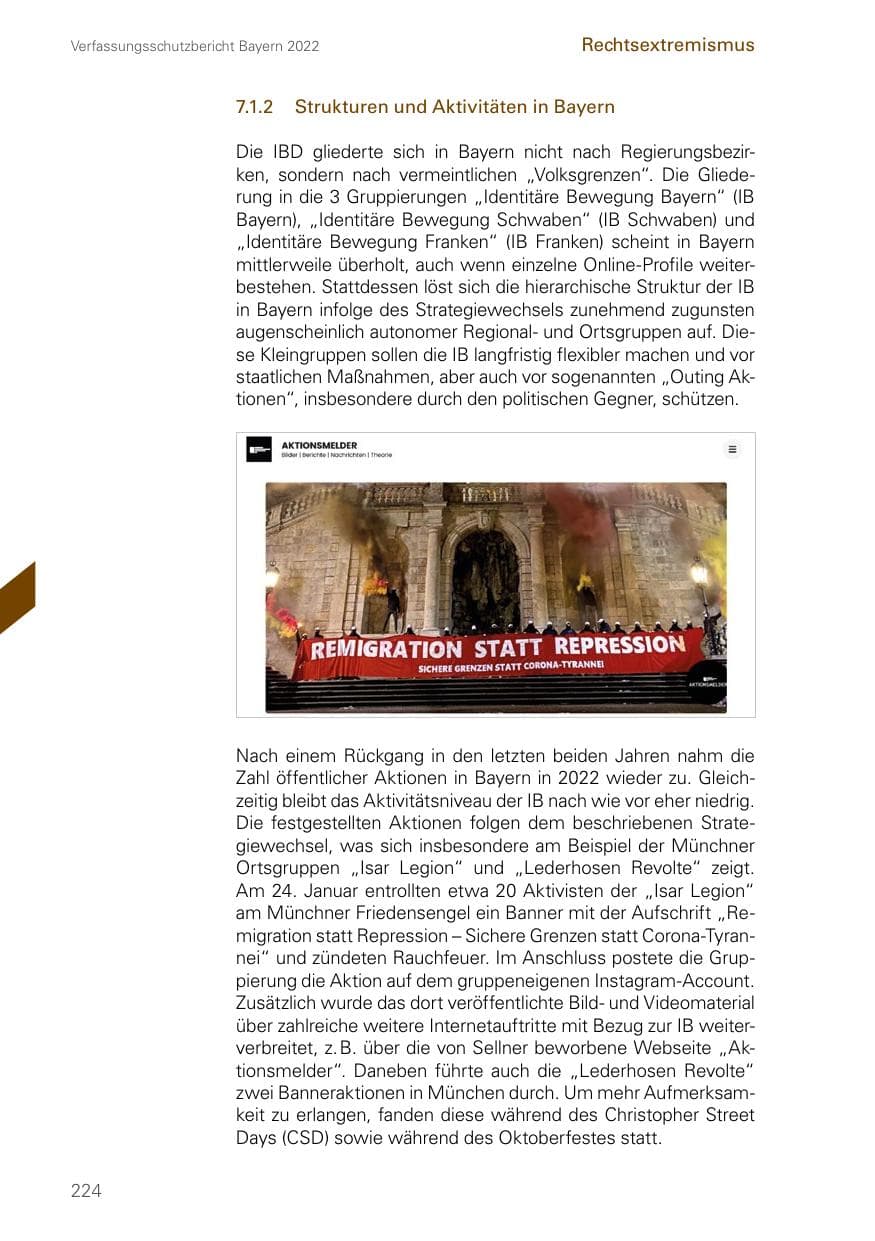 Seite 224 des Verfassungsschutzbericht 2022 Bayern