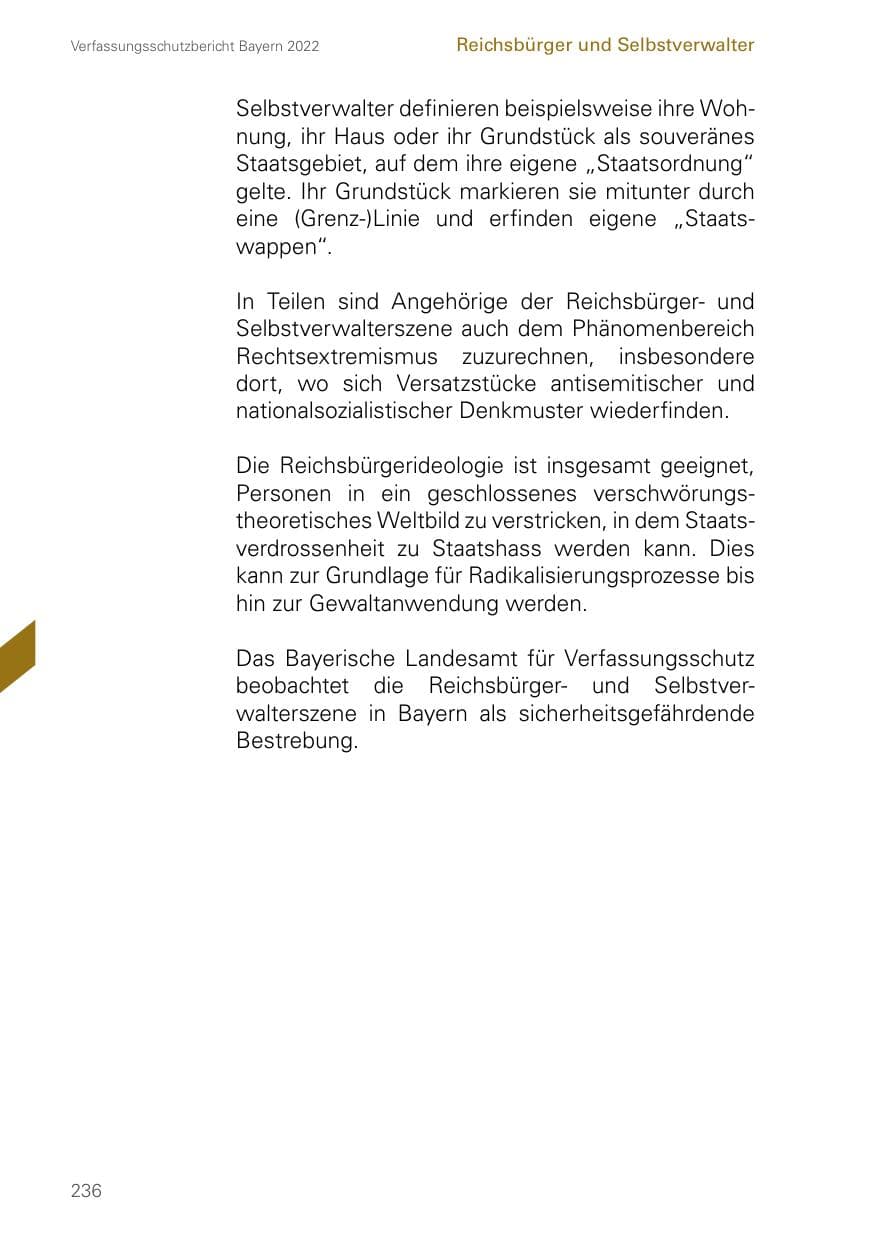 Seite 236 des Verfassungsschutzbericht 2022 Bayern