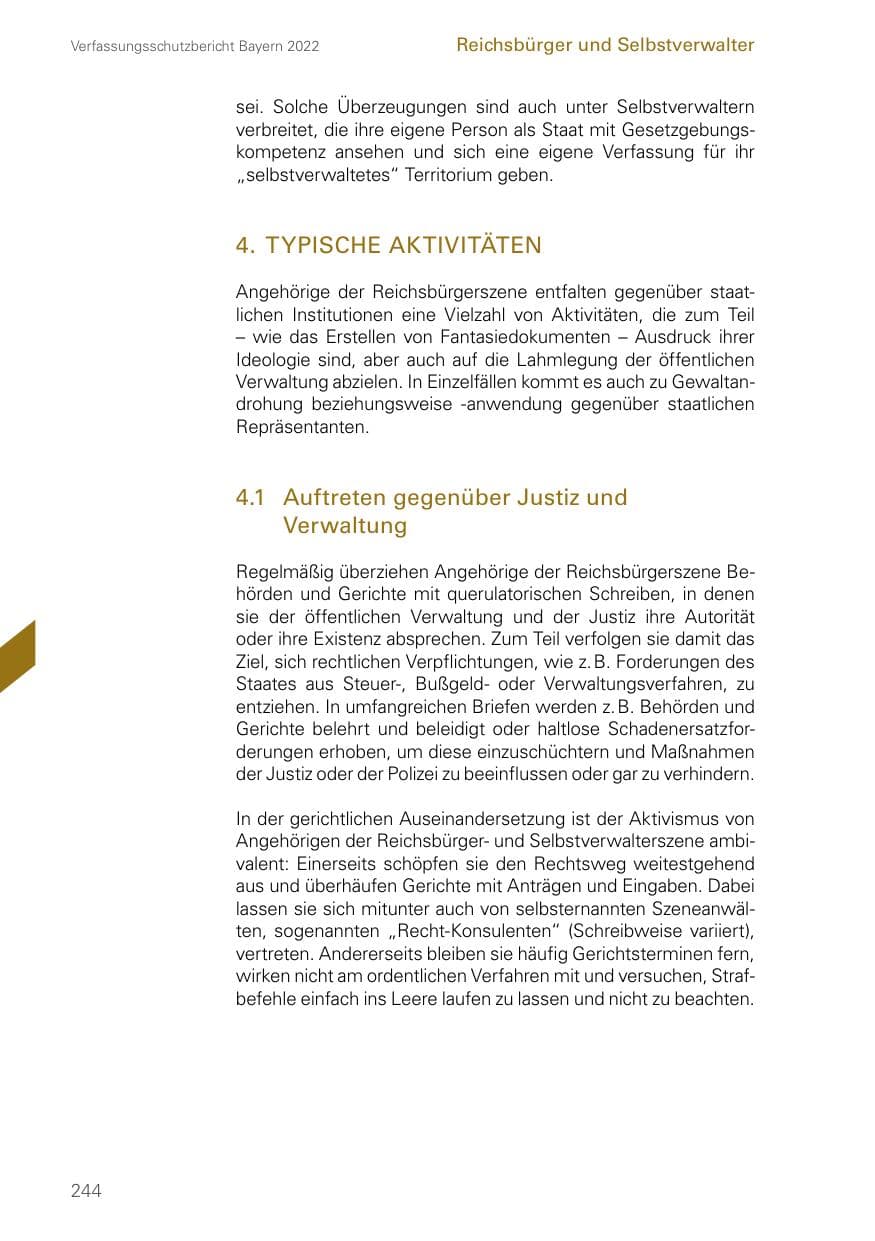 Seite 244 des Verfassungsschutzbericht 2022 Bayern