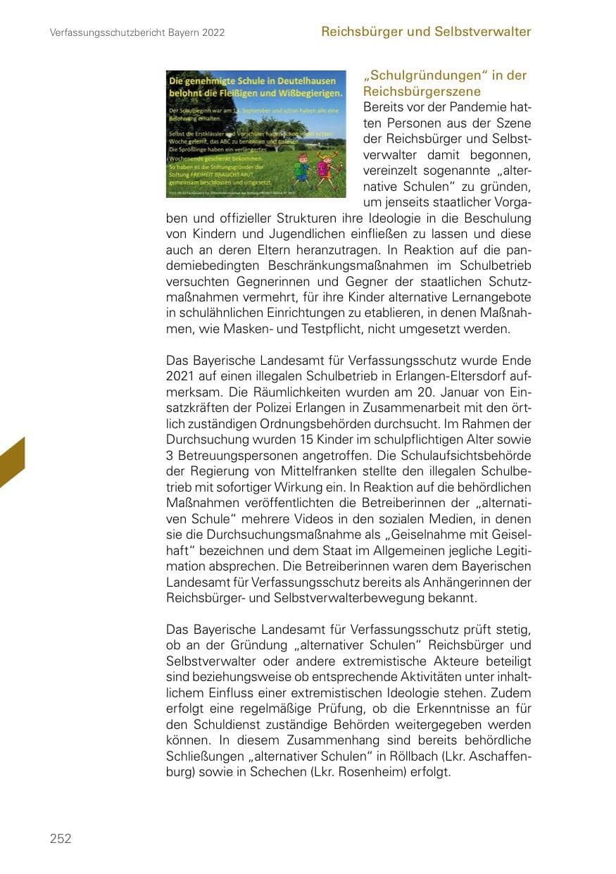 Seite 252 des Verfassungsschutzbericht 2022 Bayern