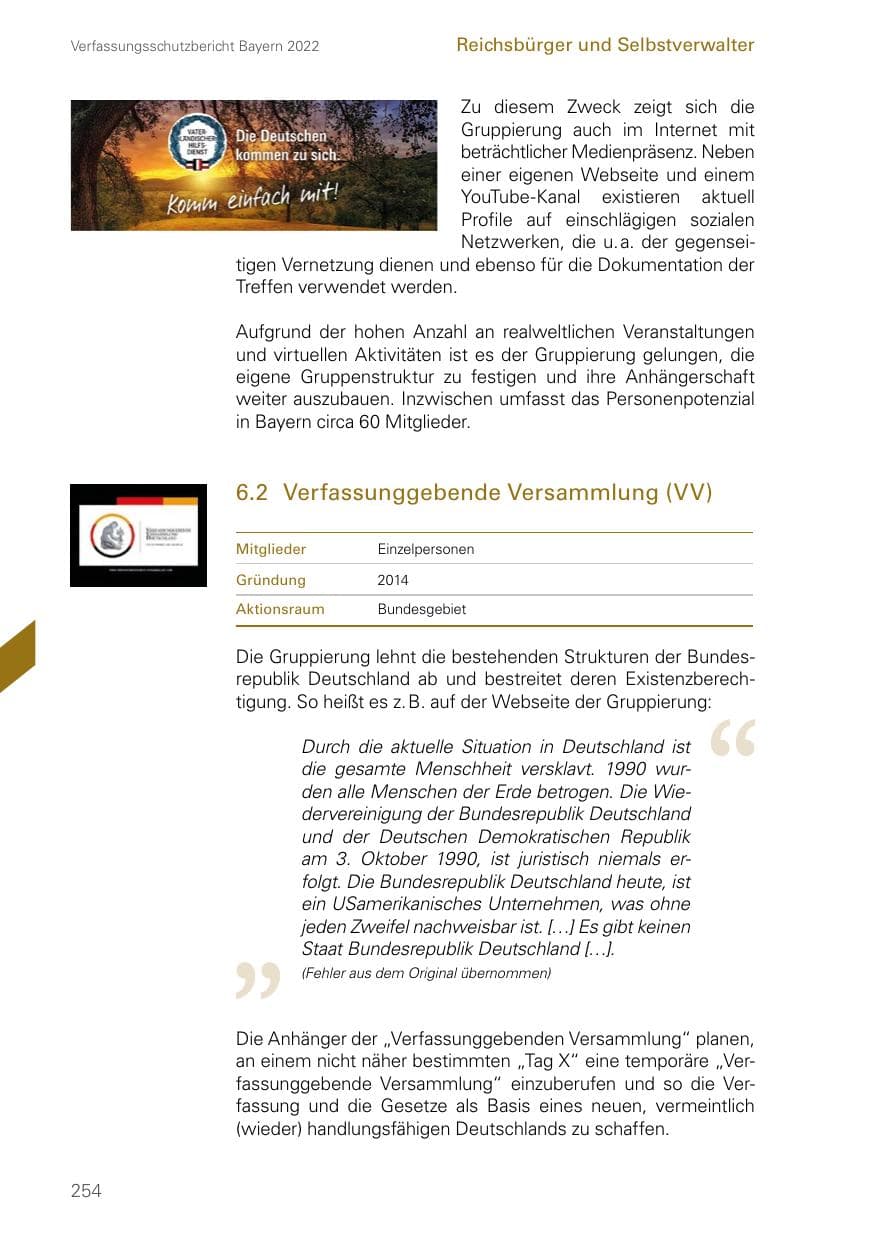 Seite 254 des Verfassungsschutzbericht 2022 Bayern