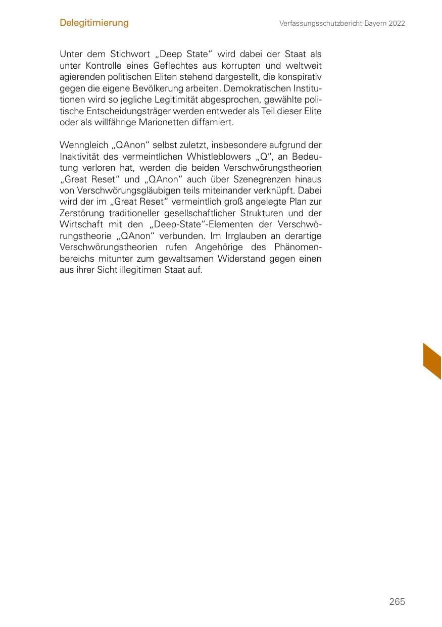 Seite 265 des Verfassungsschutzbericht 2022 Bayern