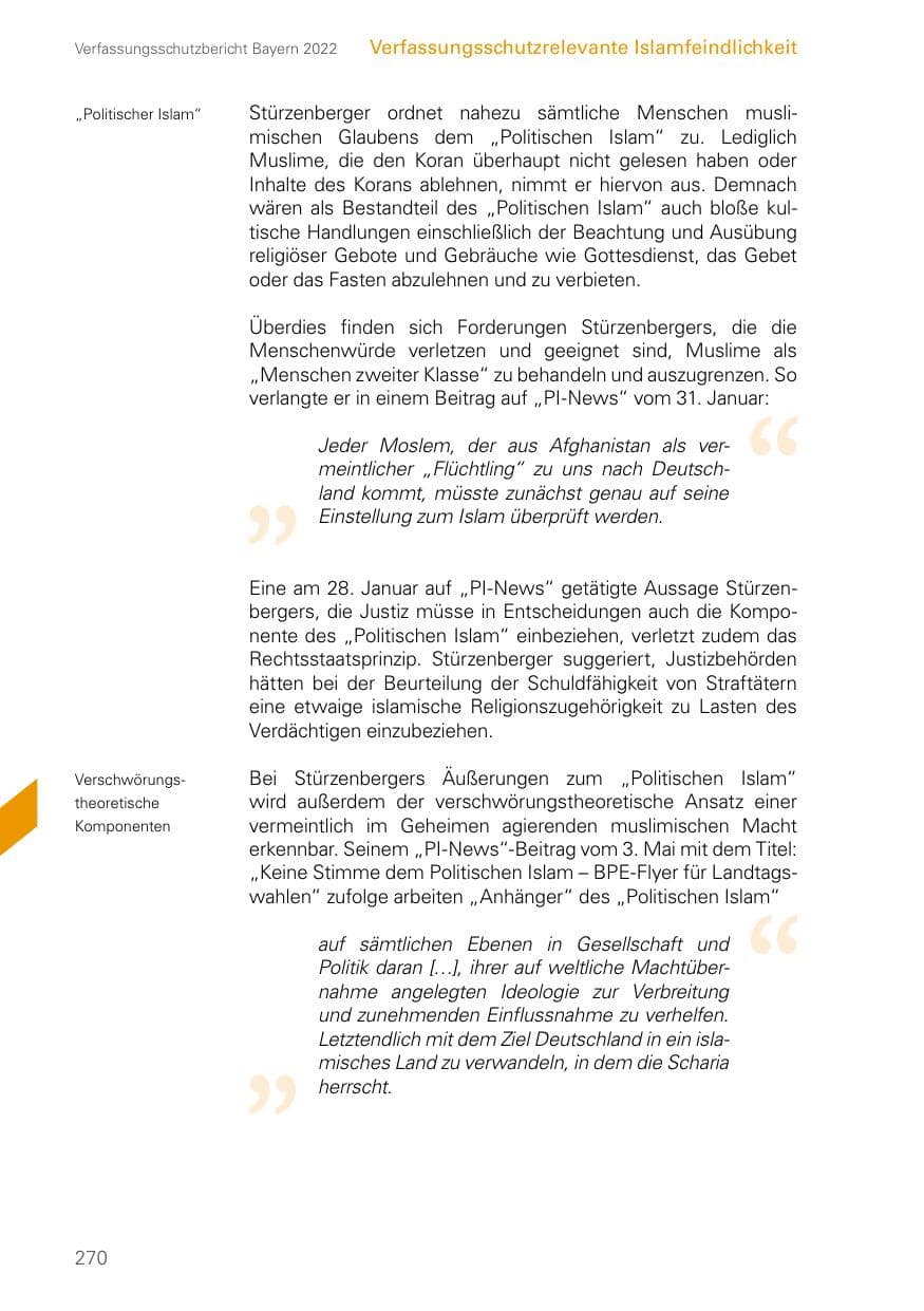Seite 270 des Verfassungsschutzbericht 2022 Bayern