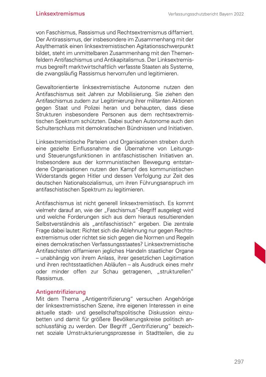 Seite 297 des Verfassungsschutzbericht 2022 Bayern