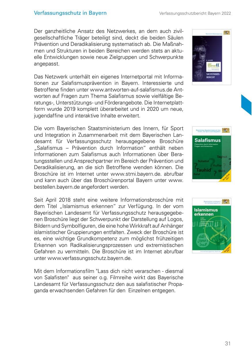 Seite 31 des Verfassungsschutzbericht 2022 Bayern