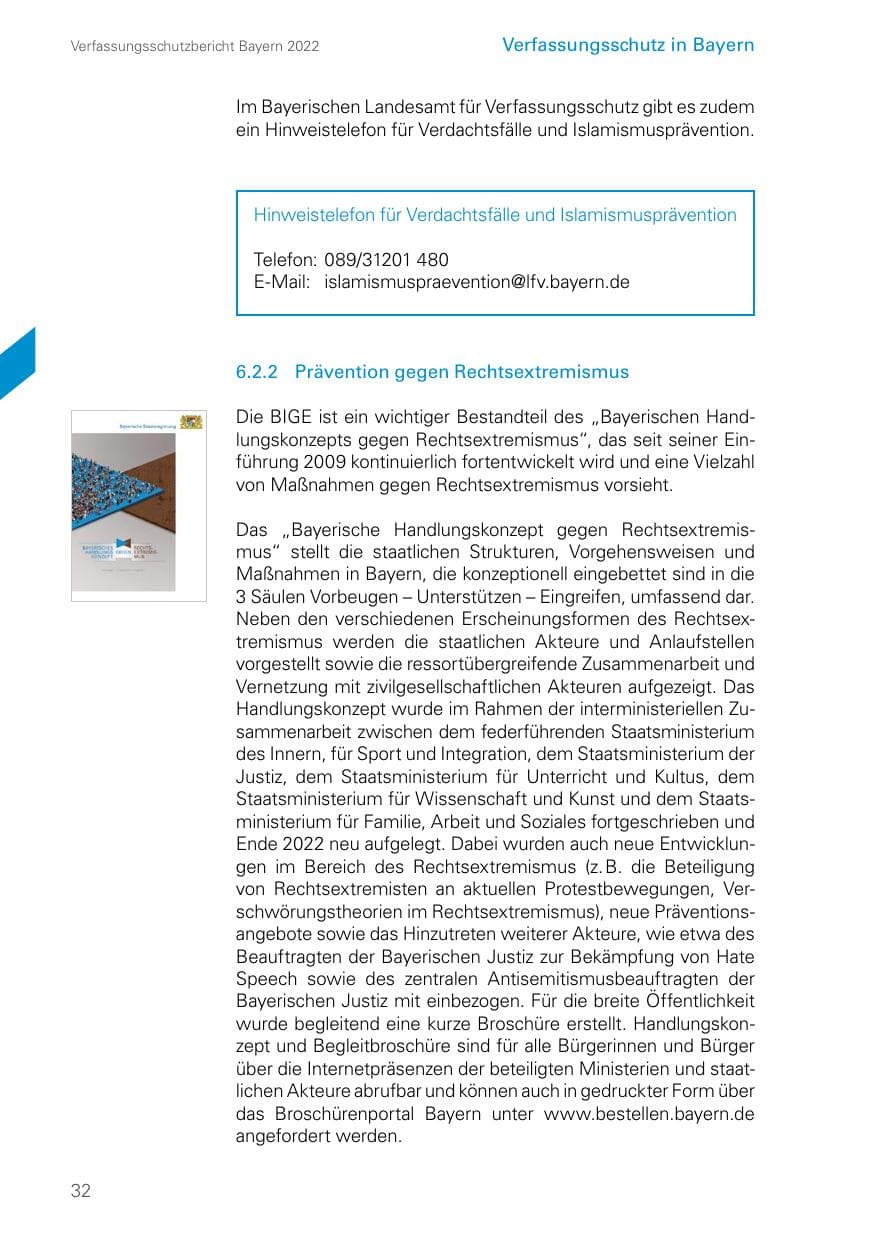 Seite 32 des Verfassungsschutzbericht 2022 Bayern
