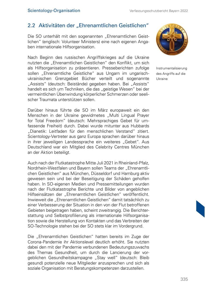 Seite 335 des Verfassungsschutzbericht 2022 Bayern