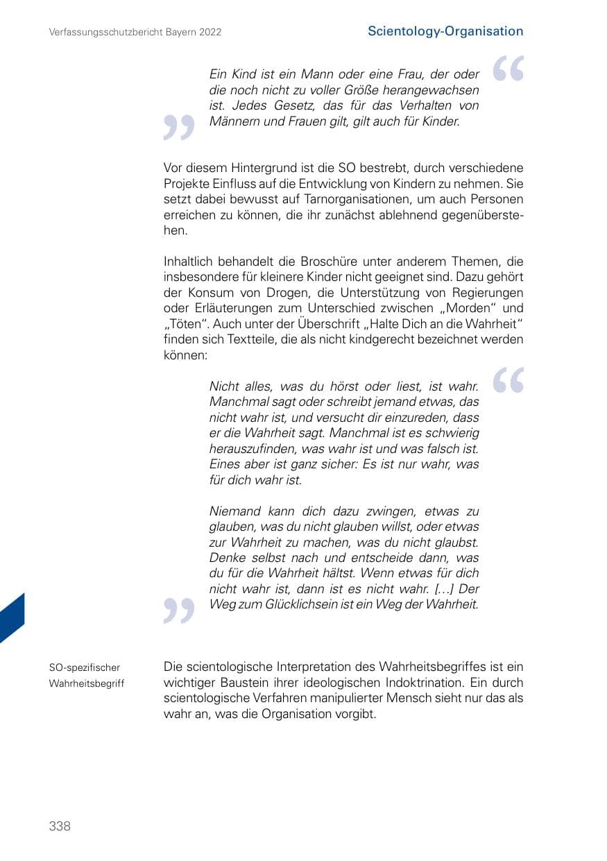 Seite 338 des Verfassungsschutzbericht 2022 Bayern