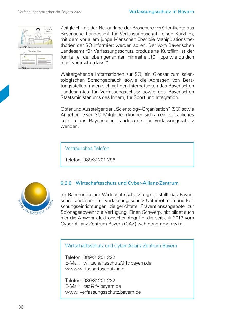 Seite 36 des Verfassungsschutzbericht 2022 Bayern