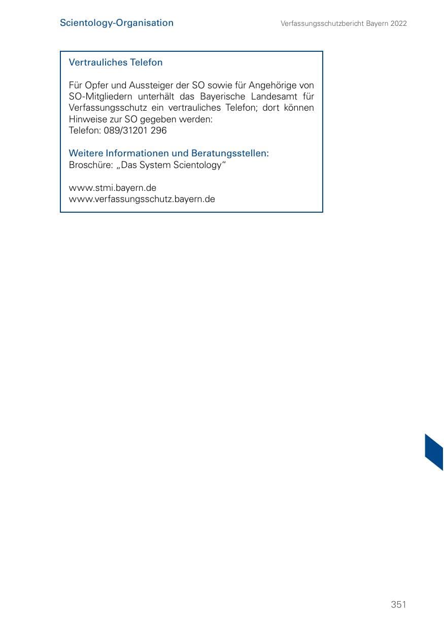 Seite 351 des Verfassungsschutzbericht 2022 Bayern