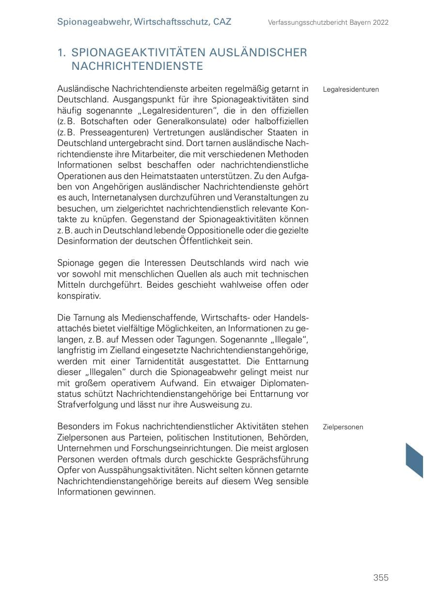 Seite 355 des Verfassungsschutzbericht 2022 Bayern