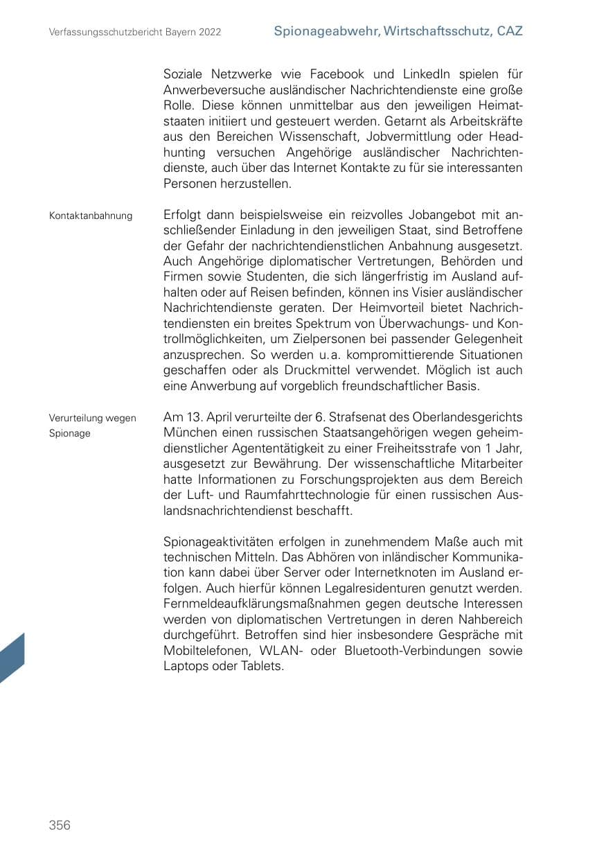 Seite 356 des Verfassungsschutzbericht 2022 Bayern
