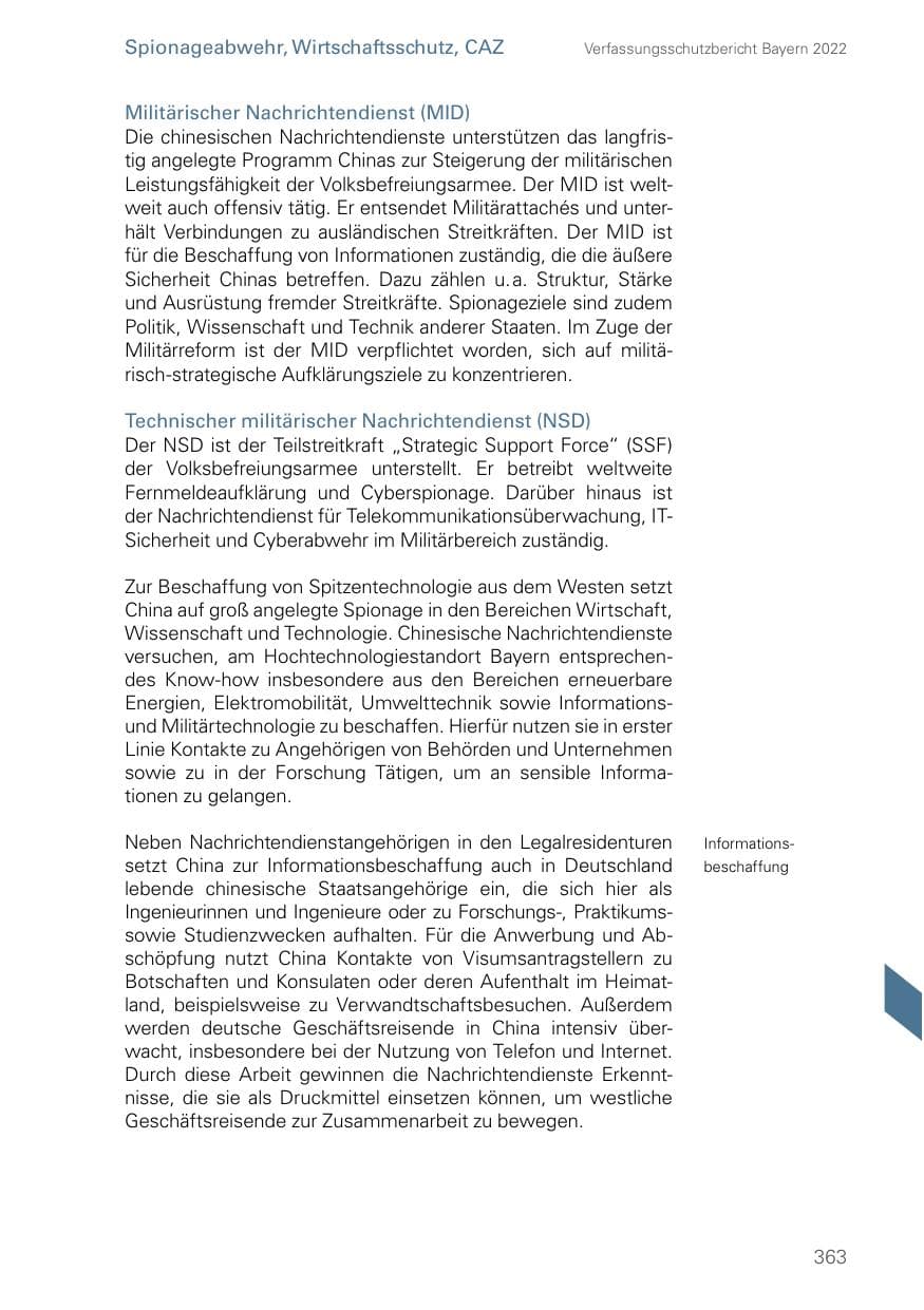 Seite 363 des Verfassungsschutzbericht 2022 Bayern
