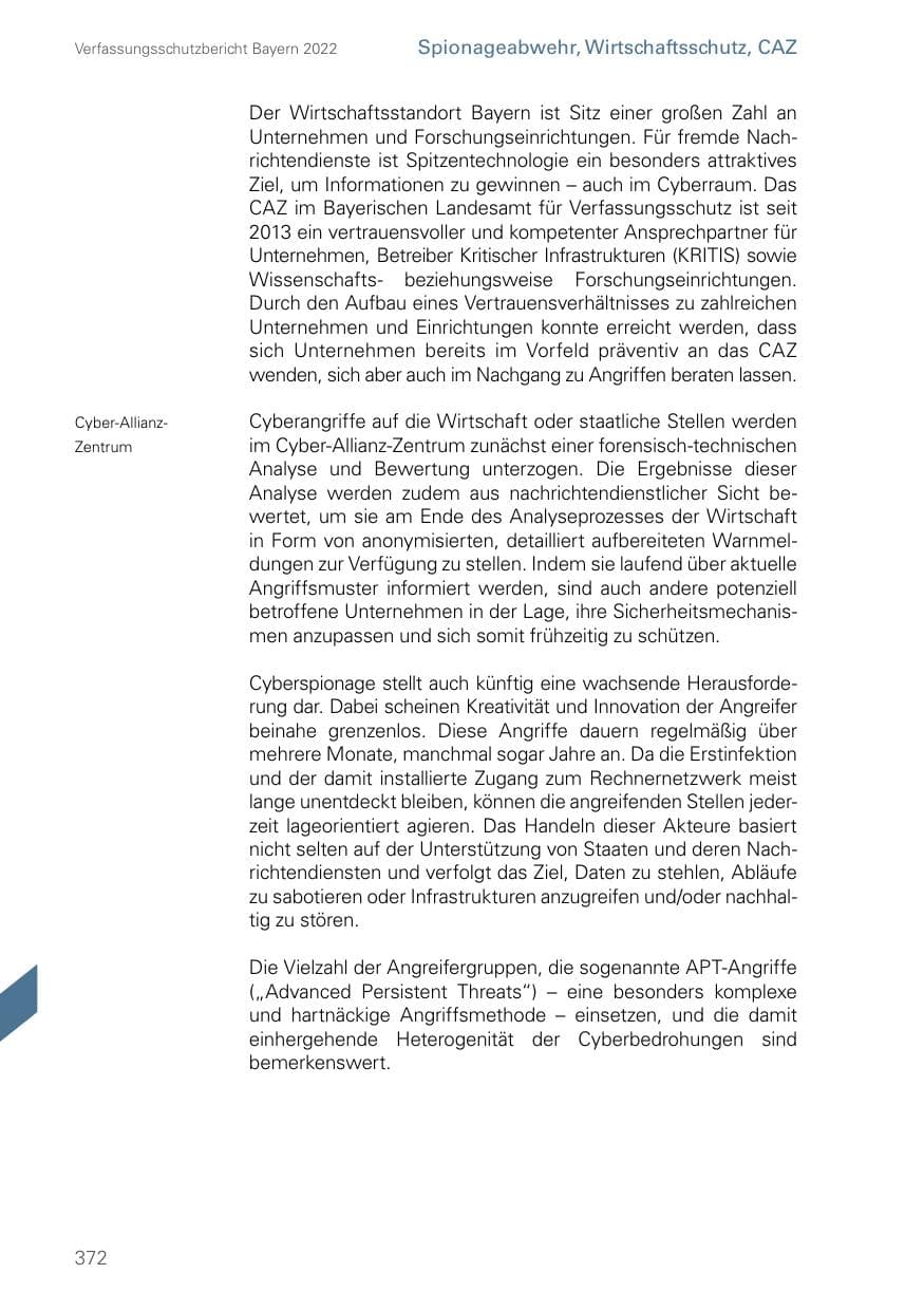 Seite 372 des Verfassungsschutzbericht 2022 Bayern