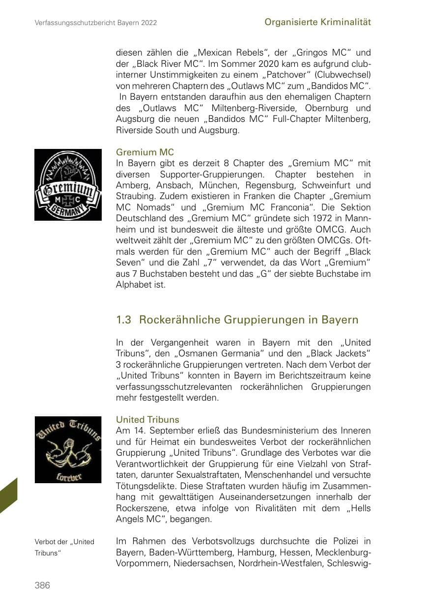 Seite 386 des Verfassungsschutzbericht 2022 Bayern
