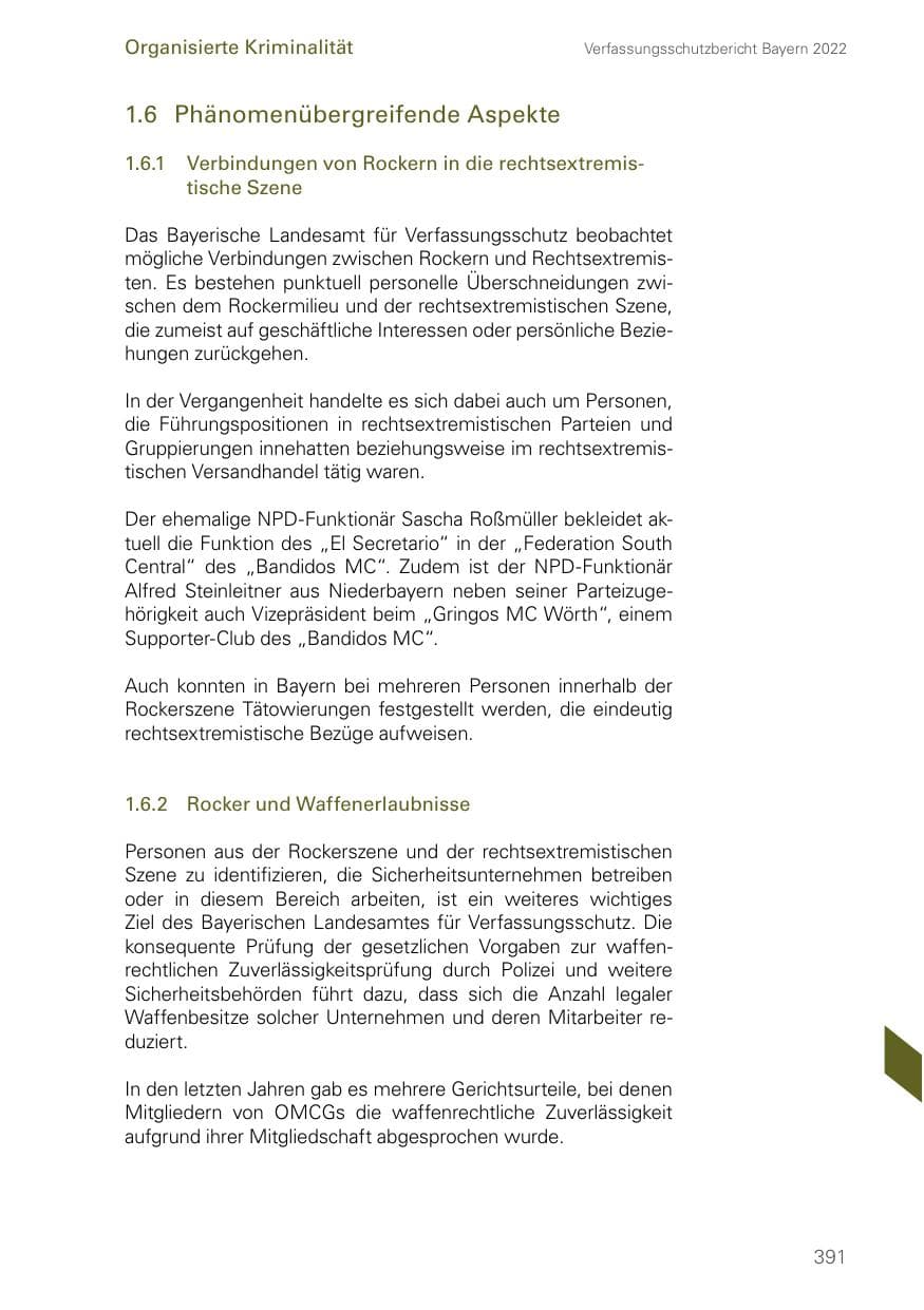 Seite 391 des Verfassungsschutzbericht 2022 Bayern