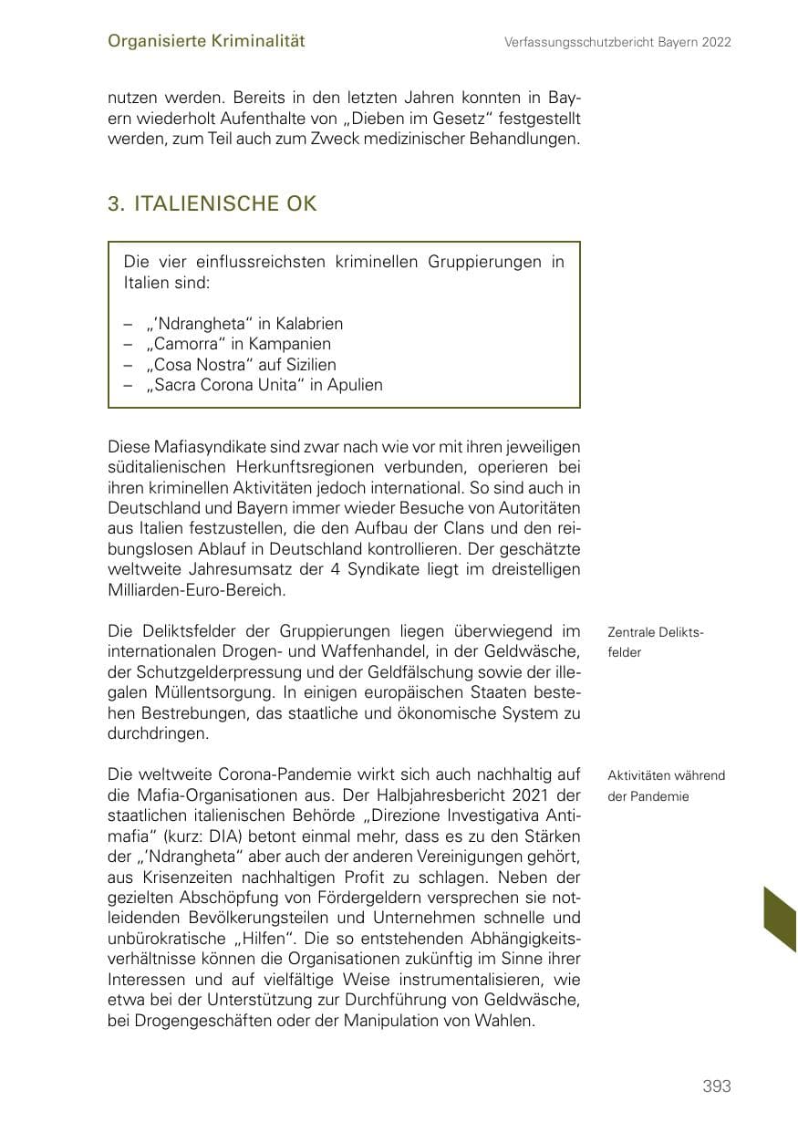 Seite 393 des Verfassungsschutzbericht 2022 Bayern
