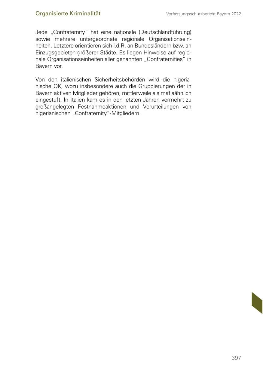 Seite 397 des Verfassungsschutzbericht 2022 Bayern