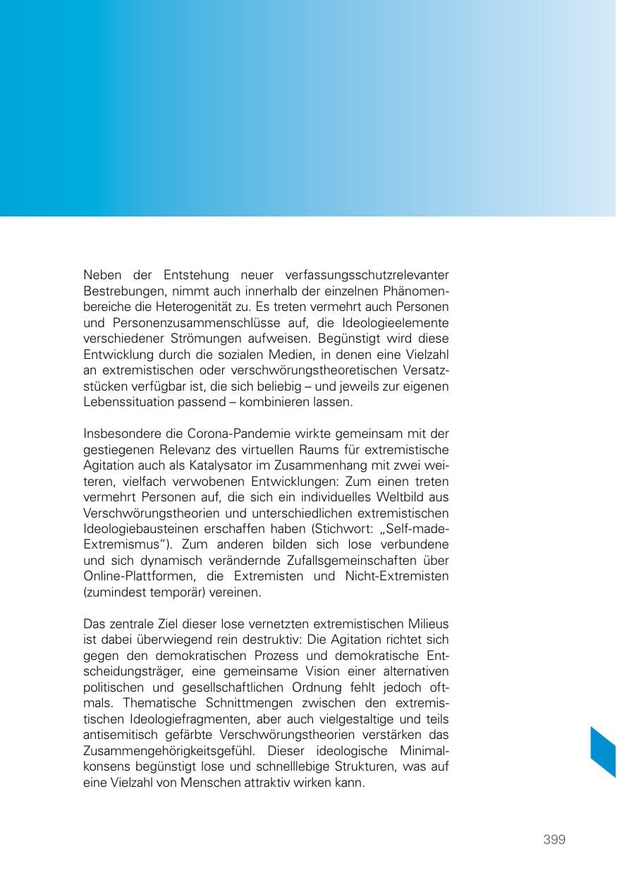 Seite 399 des Verfassungsschutzbericht 2022 Bayern