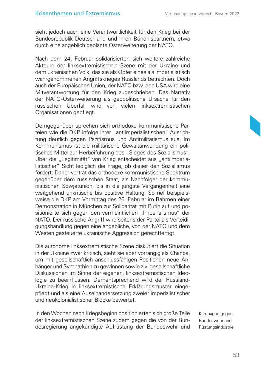 Seite 53 des Verfassungsschutzbericht 2022 Bayern