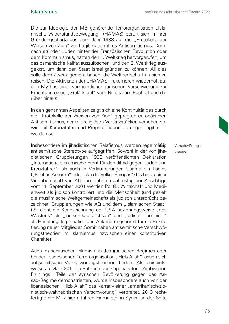 Seite 75 des Verfassungsschutzbericht 2022 Bayern