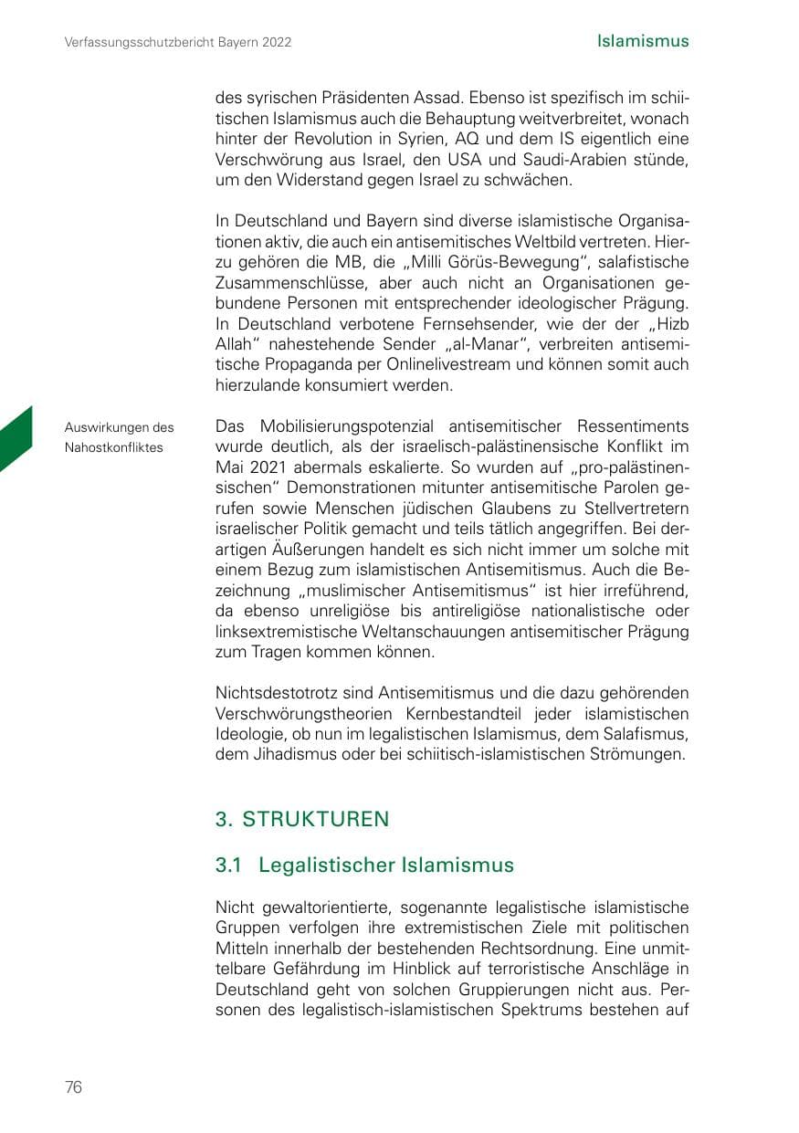 Seite 76 des Verfassungsschutzbericht 2022 Bayern
