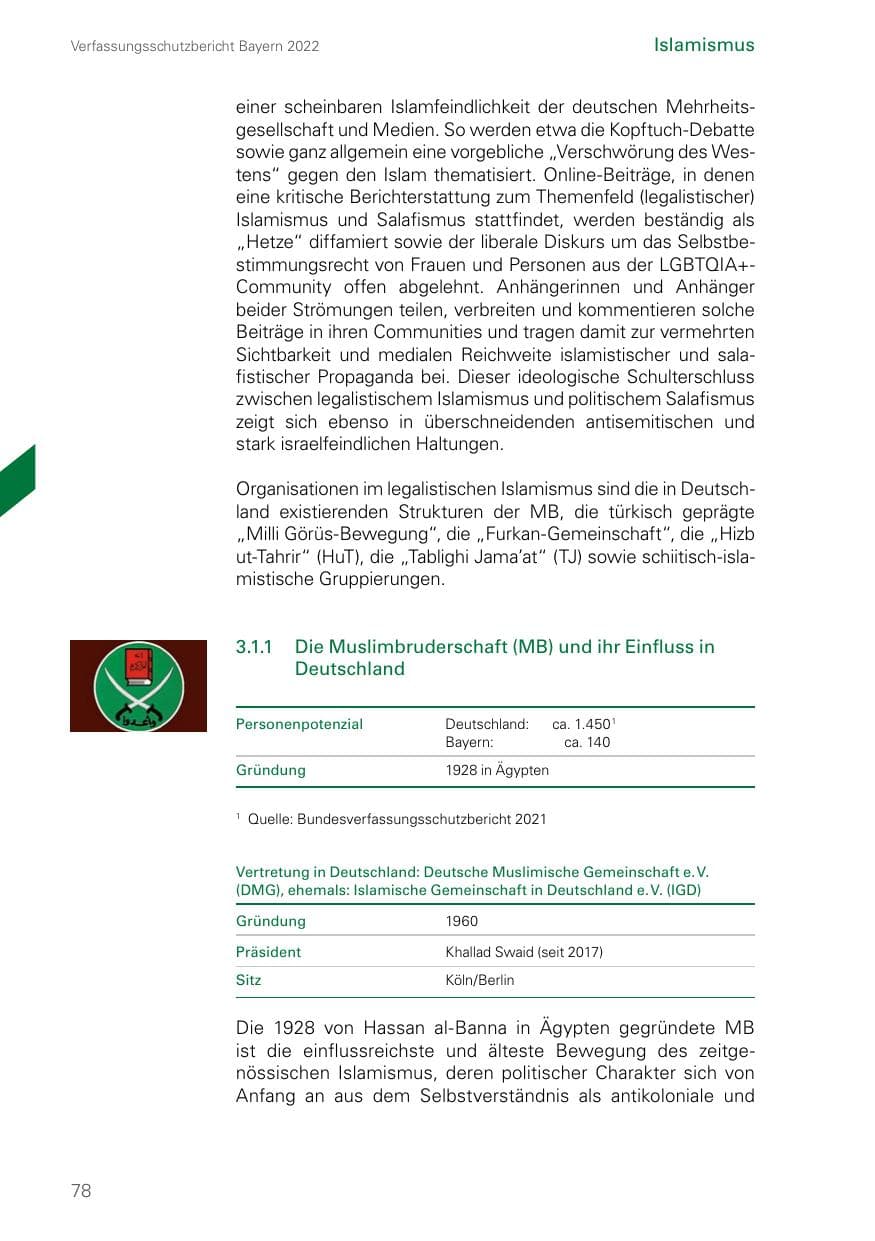 Seite 78 des Verfassungsschutzbericht 2022 Bayern