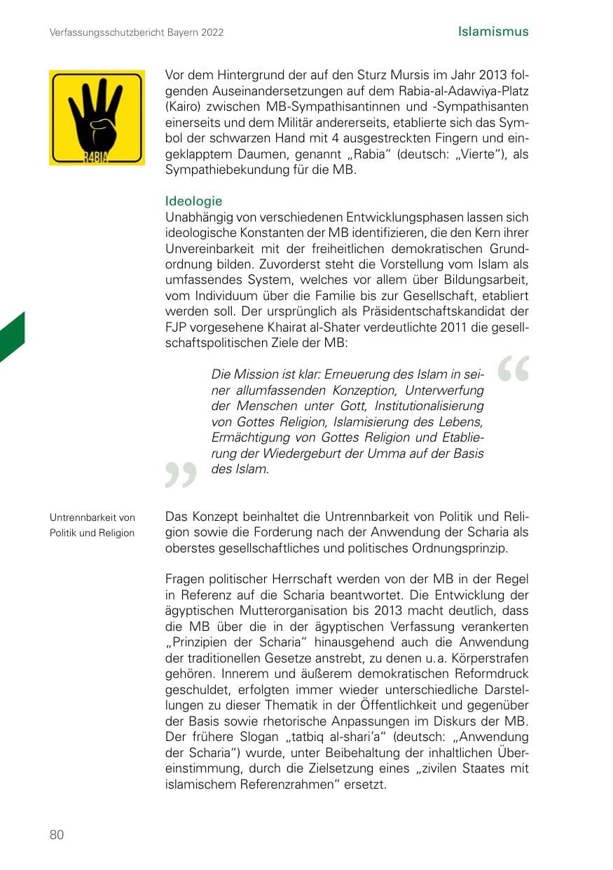 Seite 80 des Verfassungsschutzbericht 2022 Bayern