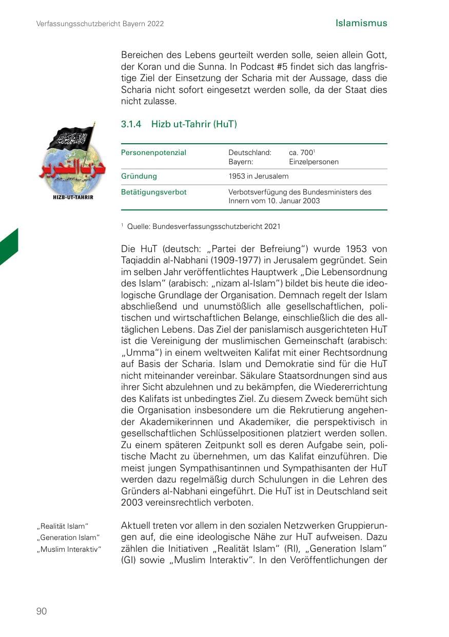 Seite 90 des Verfassungsschutzbericht 2022 Bayern