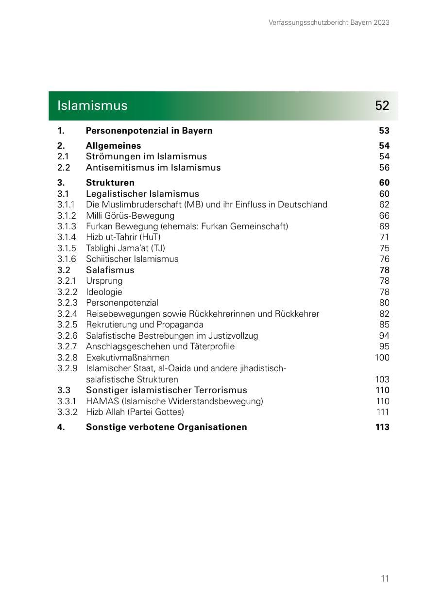 Seite 11 des Verfassungsschutzbericht 2023 Bayern