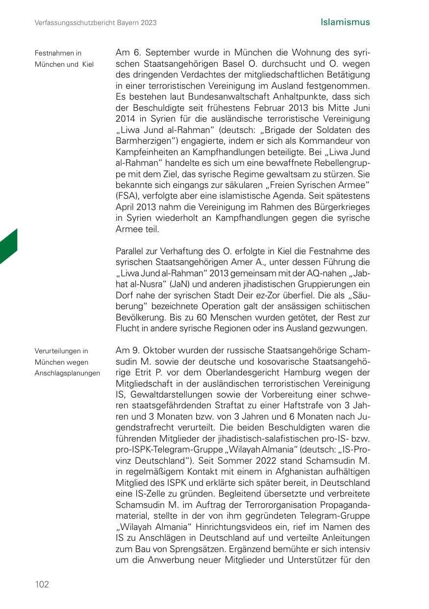 Seite 102 des Verfassungsschutzbericht 2023 Bayern