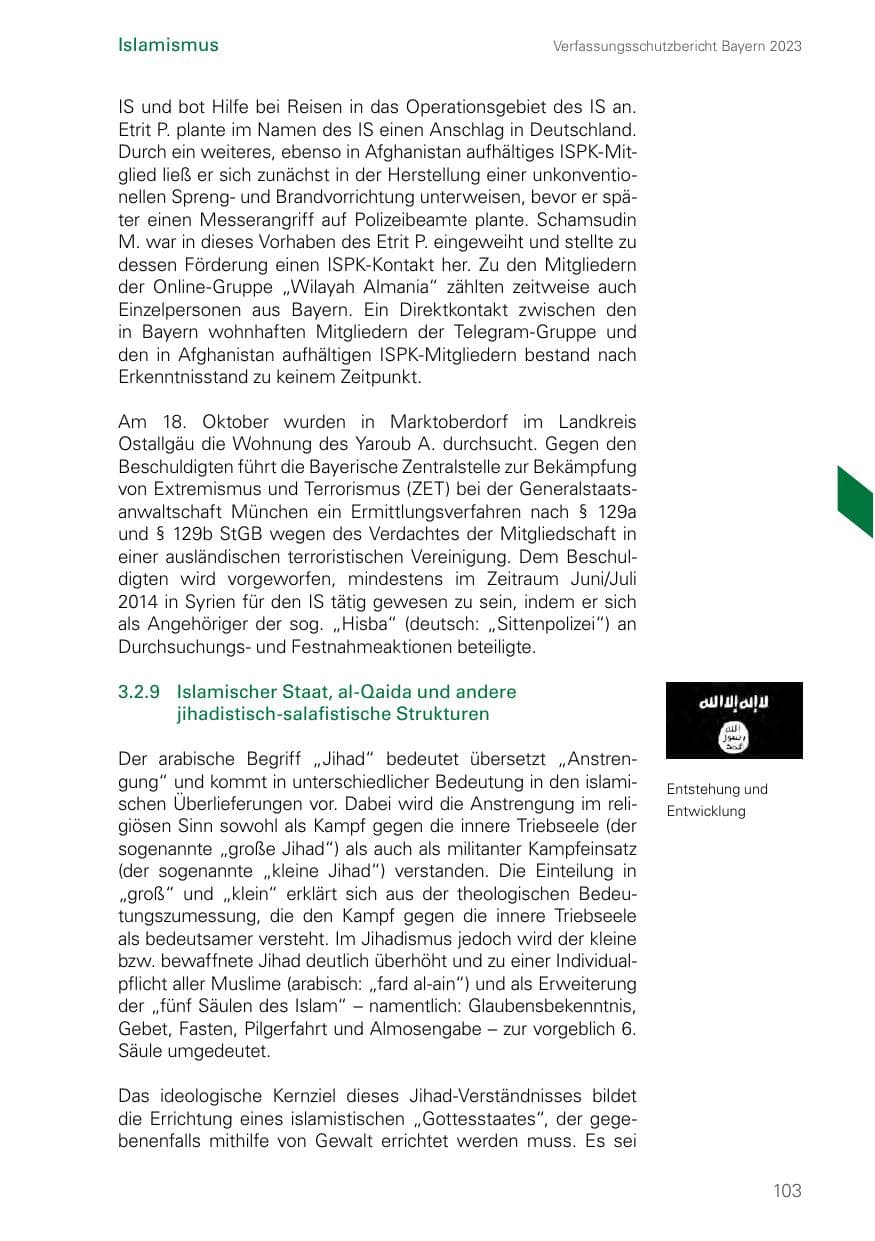 Seite 103 des Verfassungsschutzbericht 2023 Bayern
