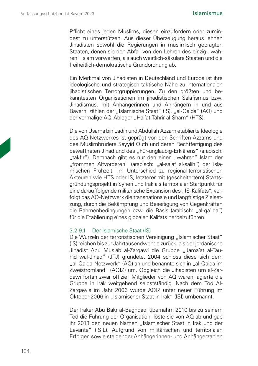 Seite 104 des Verfassungsschutzbericht 2023 Bayern