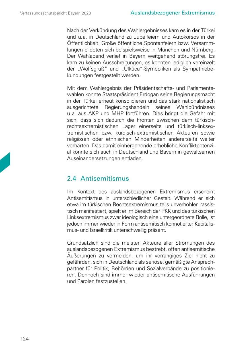 Seite 124 des Verfassungsschutzbericht 2023 Bayern