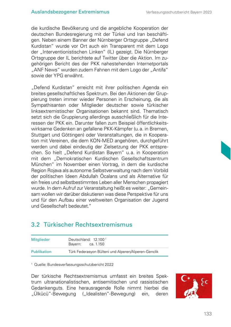 Seite 133 des Verfassungsschutzbericht 2023 Bayern