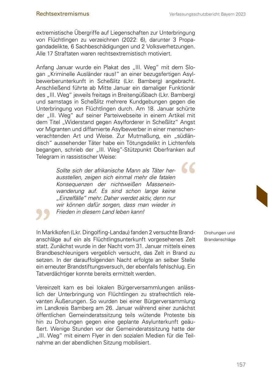 Seite 157 des Verfassungsschutzbericht 2023 Bayern