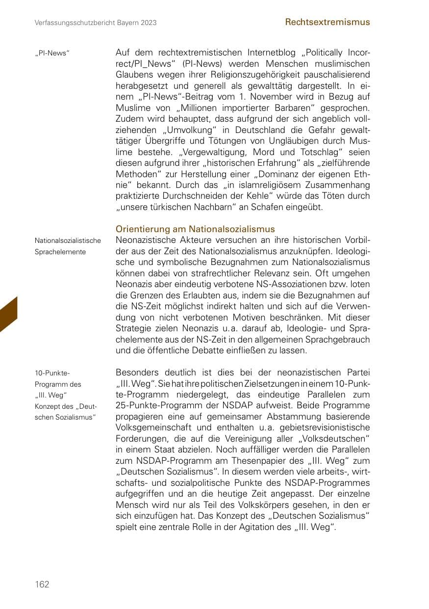 Seite 162 des Verfassungsschutzbericht 2023 Bayern
