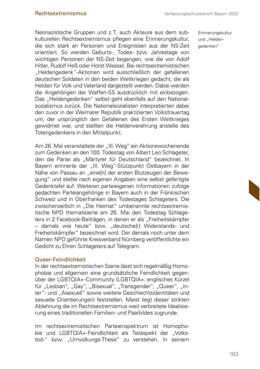 Seite 163 des Verfassungsschutzbericht 2023 Bayern
