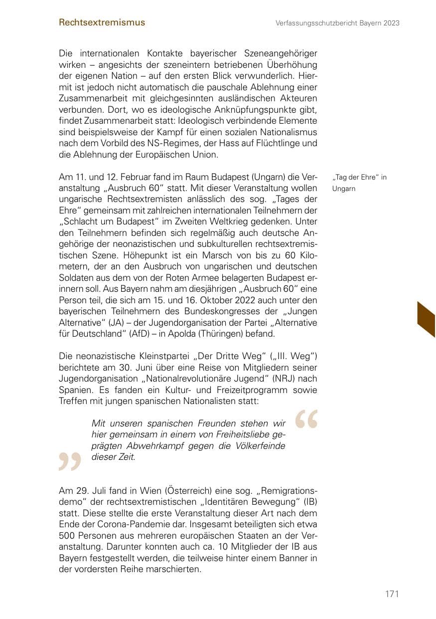 Seite 171 des Verfassungsschutzbericht 2023 Bayern