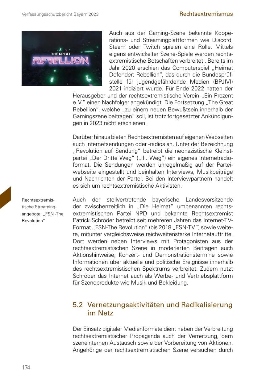Seite 174 des Verfassungsschutzbericht 2023 Bayern