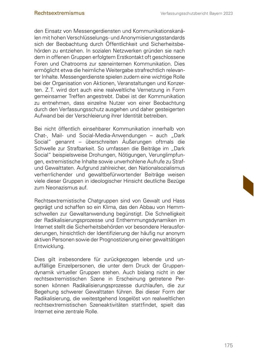 Seite 175 des Verfassungsschutzbericht 2023 Bayern