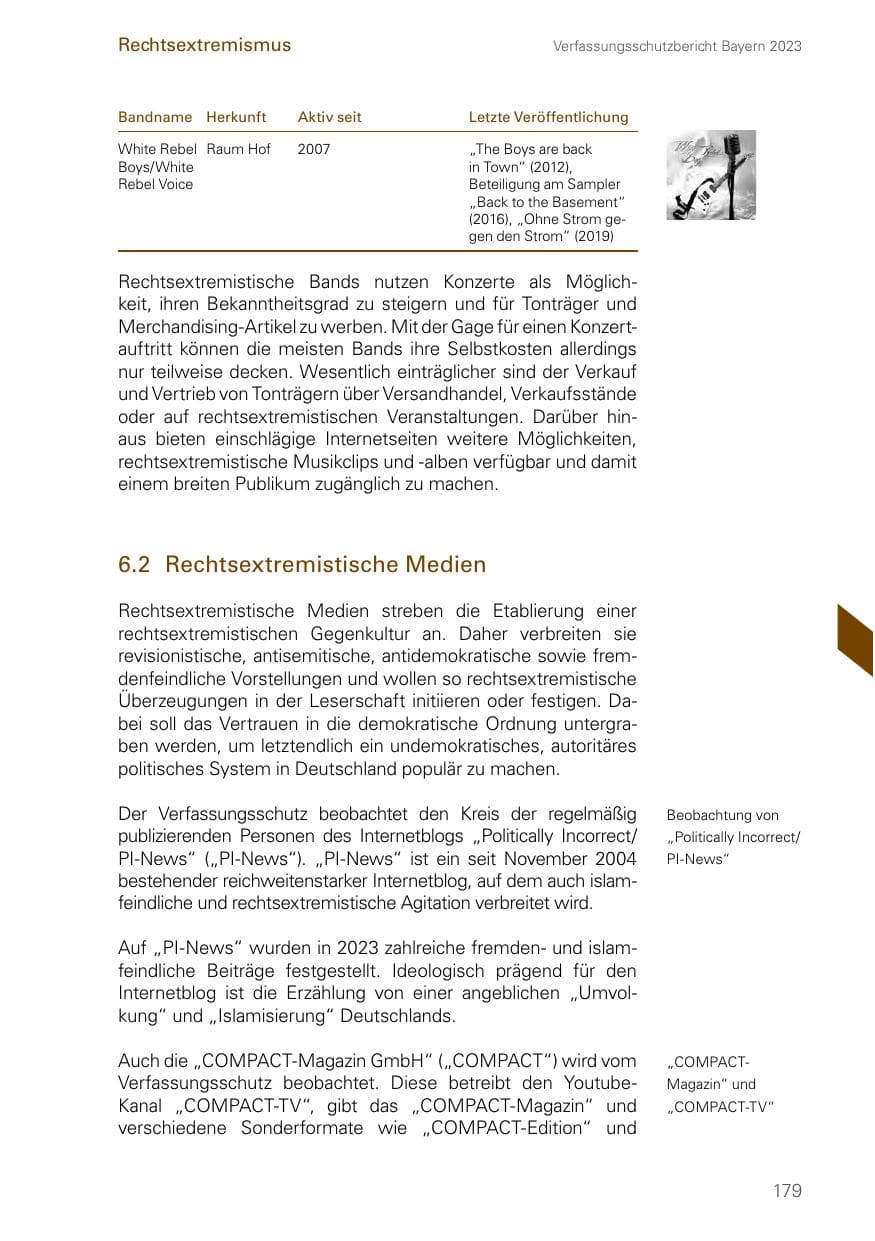Seite 179 des Verfassungsschutzbericht 2023 Bayern